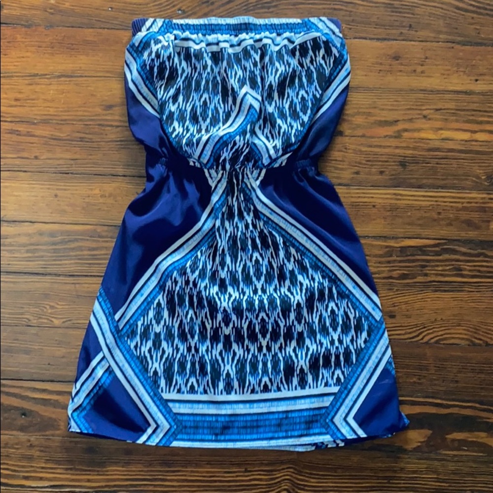 Express Navy Print Silk Dress